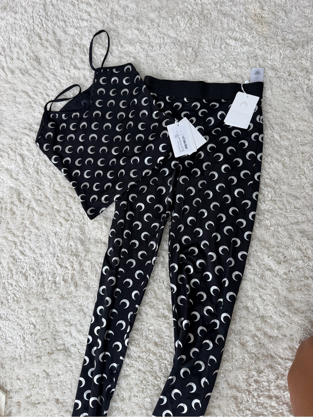Marine Serre Black Crescent-Print two piece set